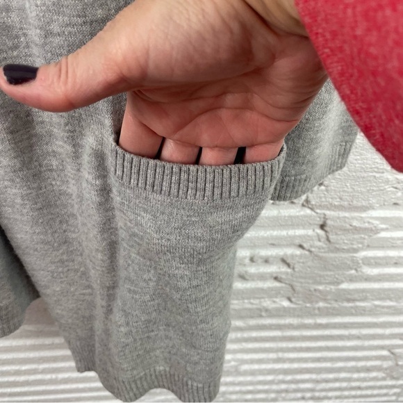 Talbots Lambswool Blend Open Front Long Cardigan Gray & Blue Nordic Print XS - Picture 6 of 16